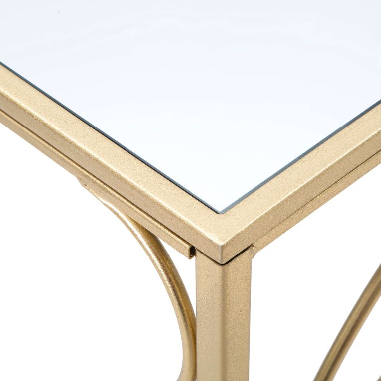 Consolle oro Trasparente un Ripiano Materiale Struttura in Vetro 140x40x80h cm, Colore Ripiano Trasparente - Dilija