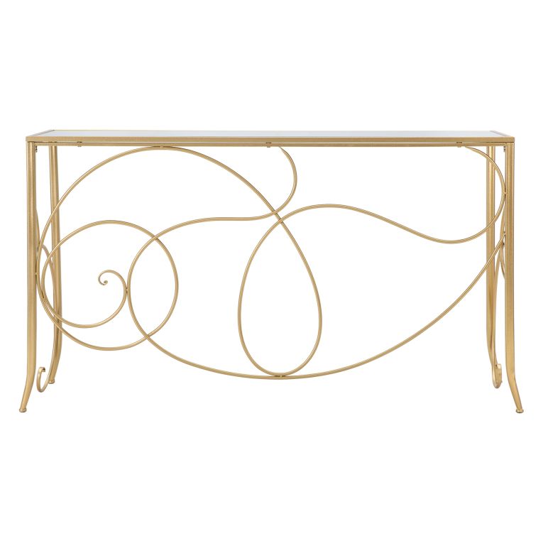 Consolle oro Trasparente un Ripiano Materiale Struttura in Vetro 140x40x80h cm, Colore Ripiano Trasparente - Dilija