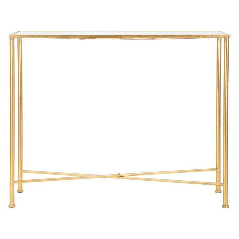 Consolle oro Trasparente un Ripiano Piano con Decorazione con Farfalle 100x35x80h cm, Materiale Struttura in Vetro - Meknes
