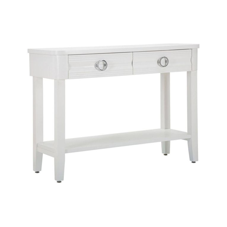 Consolle Pine, Tavolo multiuso, Mobiletto d'appoggio, Scrivania da corridoio, 110x40 h82 cm, Bianco