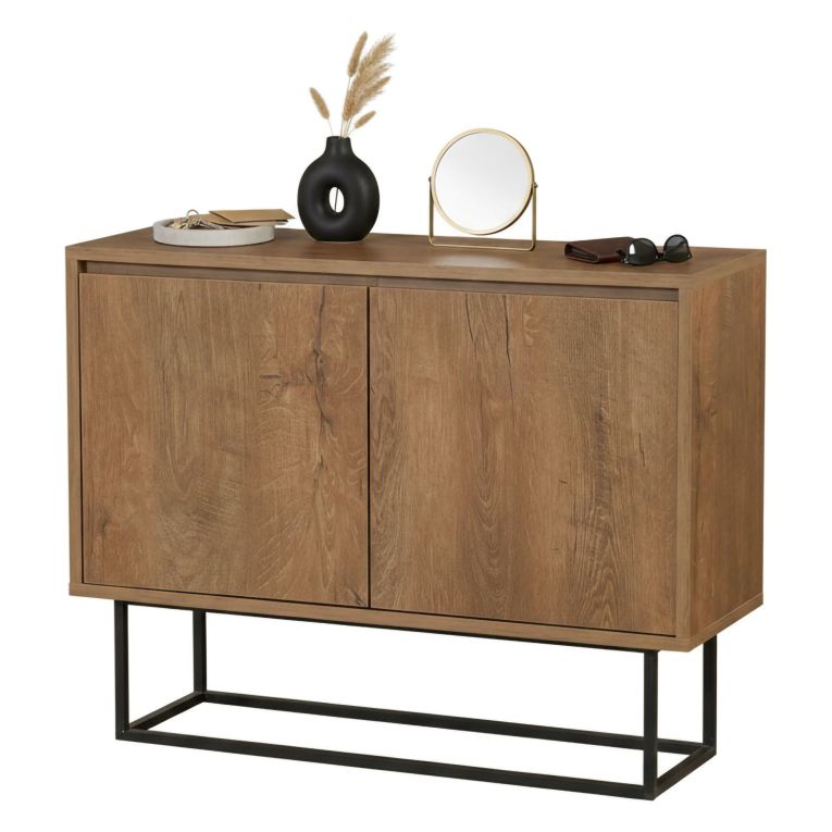 Consolle salotto 90x36x72h cm noce e nero - Credenza Indiano