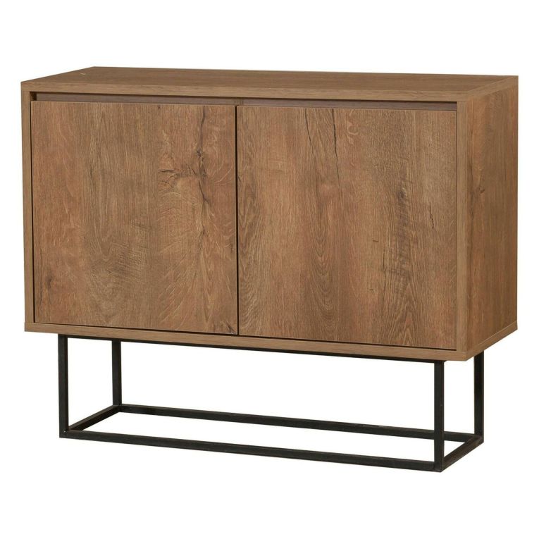 Consolle salotto 90x36x72h cm noce e nero - Credenza Indiano