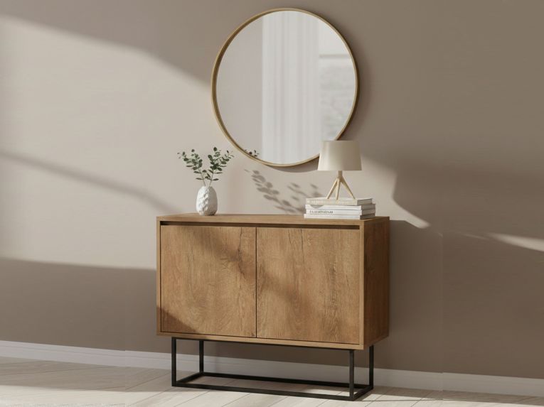 Consolle salotto 90x36x72h cm noce e nero - Credenza Indiano