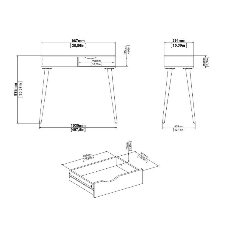 Consolle scandi 103x43x89h cm bianco e quercia - Diaspo