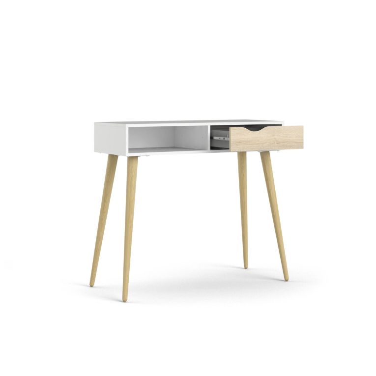 Consolle scandi 103x43x89h cm bianco e quercia - Diaspo