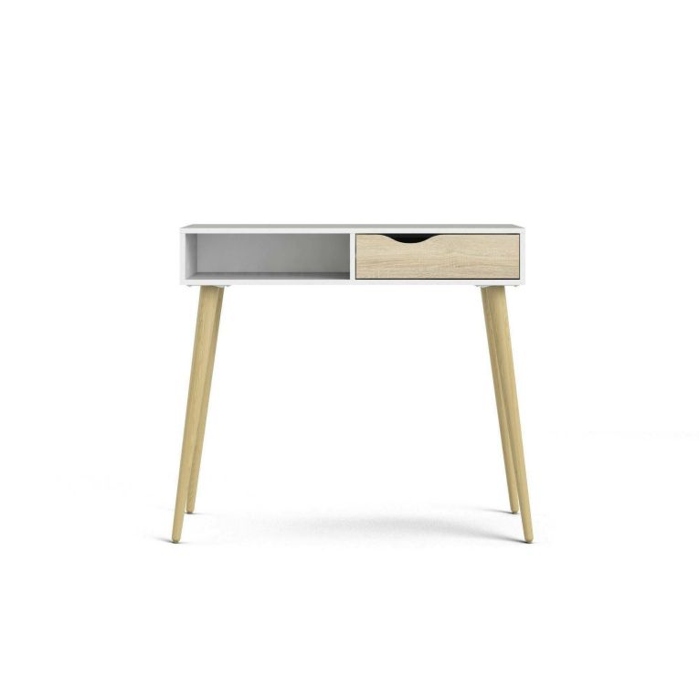 Consolle scandi 103x43x89h cm bianco e quercia - Diaspo