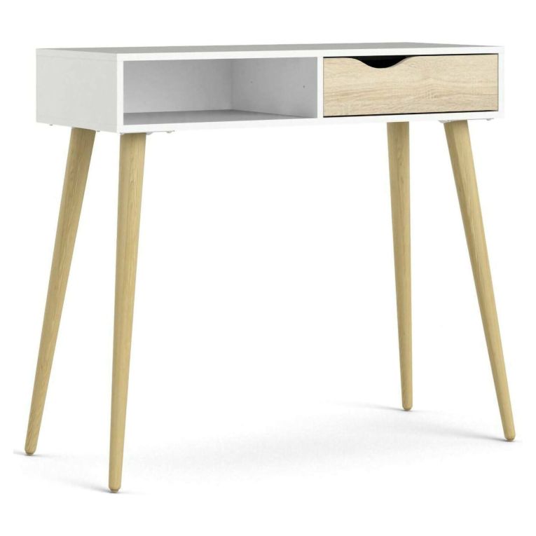 Consolle scandi 103x43x89h cm bianco e quercia - Diaspo