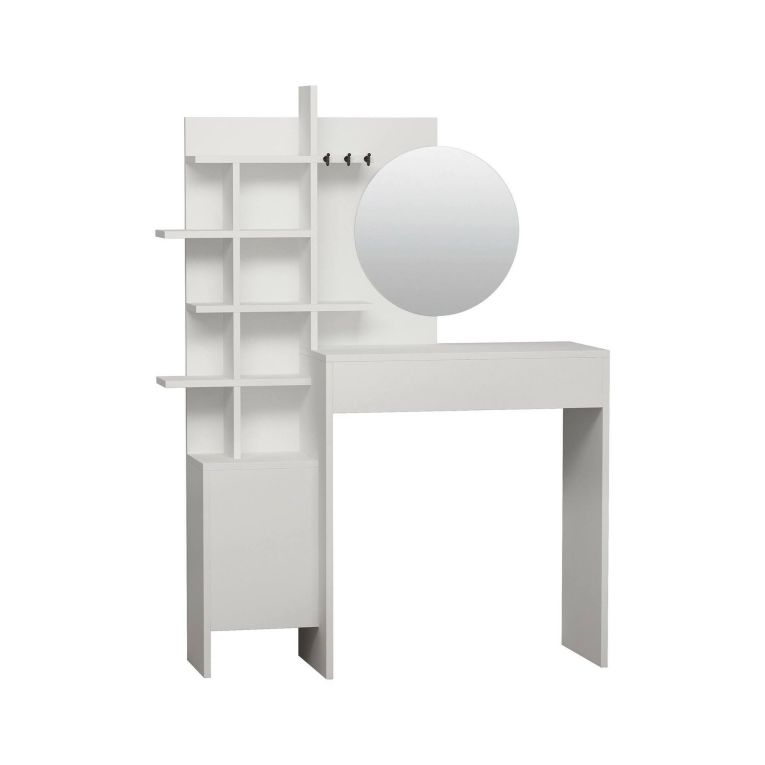 Consolle Thalassius, Tavolo multiuso, Mobiletto d'appoggio, Scrivania da corridoio, 72x35 h83 cm, Bianco