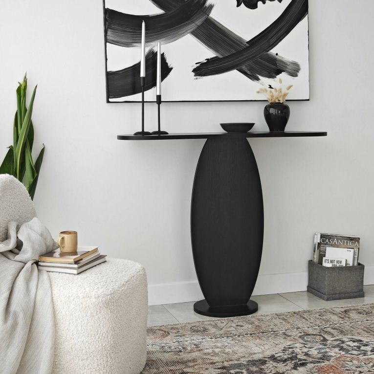 Consolle Toliman, Tavolo allungabile multiuso, Consolle ingresso, Ripiano con allunghe, 100x30h81 cm, Antracite
