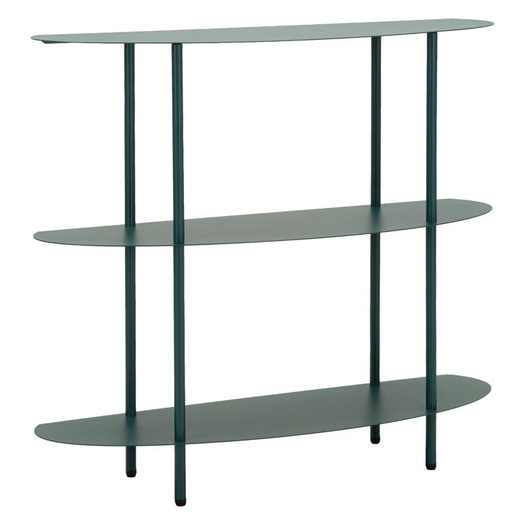 Consolle Verde Ottanio 3 Ripiani Colore Ripiano Verde 6x31x93h cm, Sfumatura Colore Struttura Ottanio - Gamitimi