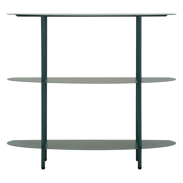 Consolle Verde Ottanio 3 Ripiani Colore Ripiano Verde 6x31x93h cm, Sfumatura Colore Struttura Ottanio - Gamitimi