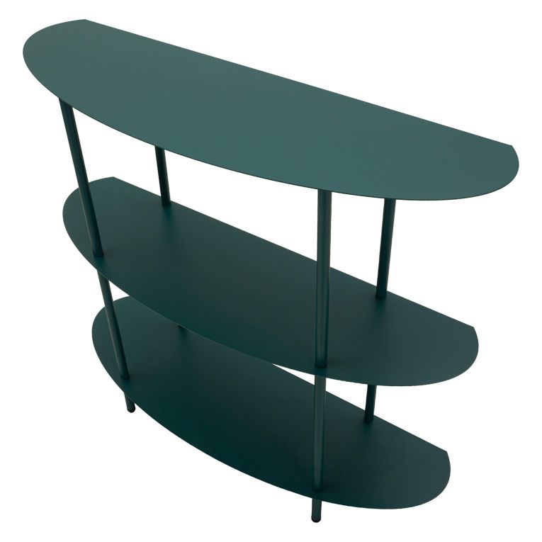 Consolle Verde Ottanio 3 Ripiani Colore Ripiano Verde 6x31x93h cm, Sfumatura Colore Struttura Ottanio - Gamitimi