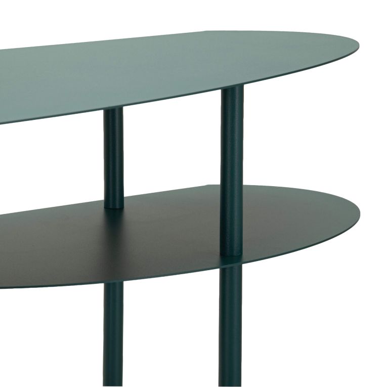 Consolle Verde Ottanio 4 Ripiani Colore Ripiano Verde 10x42x132h cm, Sfumatura Colore Struttura Ottanio - Gamisi