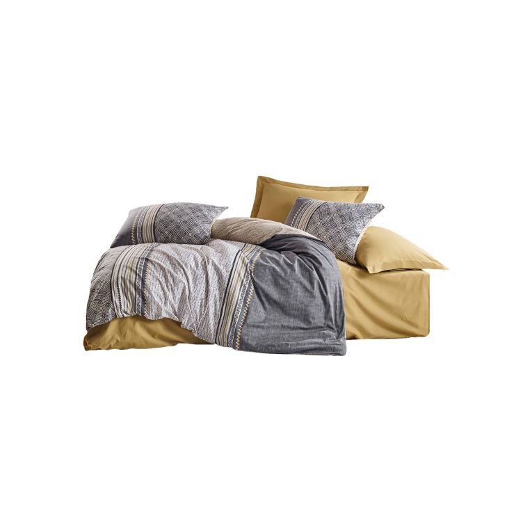 Copripiumino matrimoniale Brattleboro, 240x220 cm, Grigio e Ocra