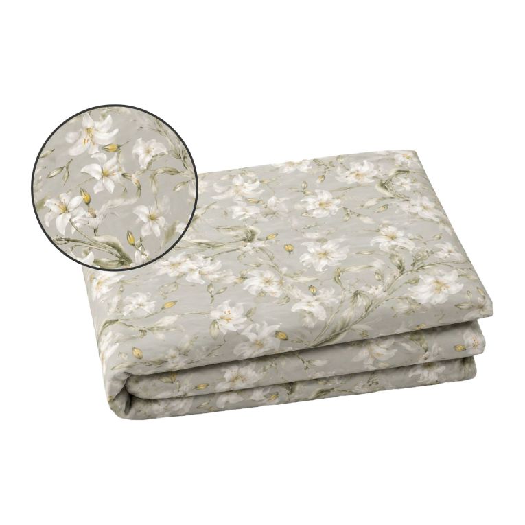 Copripiumino Matrimoniale Grigio Federa Inclusa 300x250 cm, Raso 250 Fili in Cotone Pettinato e Mercerizzato - Saha Luxury