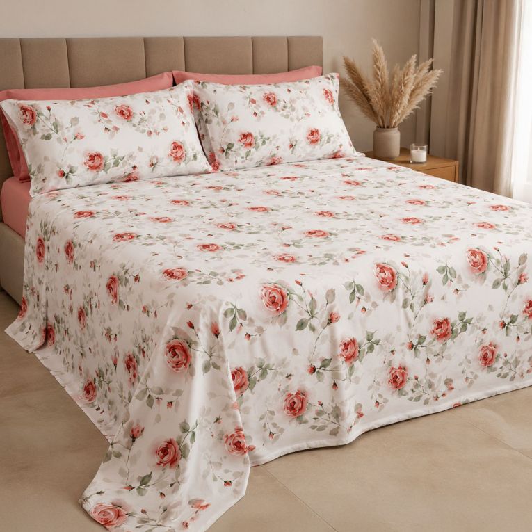 Copripiumino Matrimoniale Rosso Federa Inclusa 300x250 cm, Raso 250 Fili in Cotone Pettinato e Mercerizzato - Sada Luxury