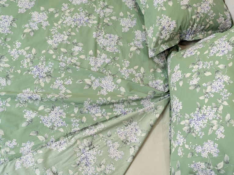 Copripiumino Matrimoniale Verde Federa Inclusa 300x250 cm, Percalle 210 Fili in Cotone Pettinato e Mercerizzato - Sabato Luxury