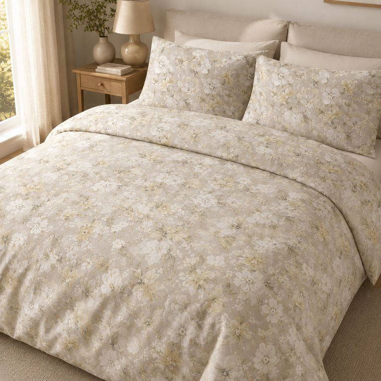 Copripiumino Singolo Bianco Crema oro Federa Inclusa Percalle 170 Fili in Cotone Pettinato e Mercerizzato 200x160 cm, - Ropali Luxury