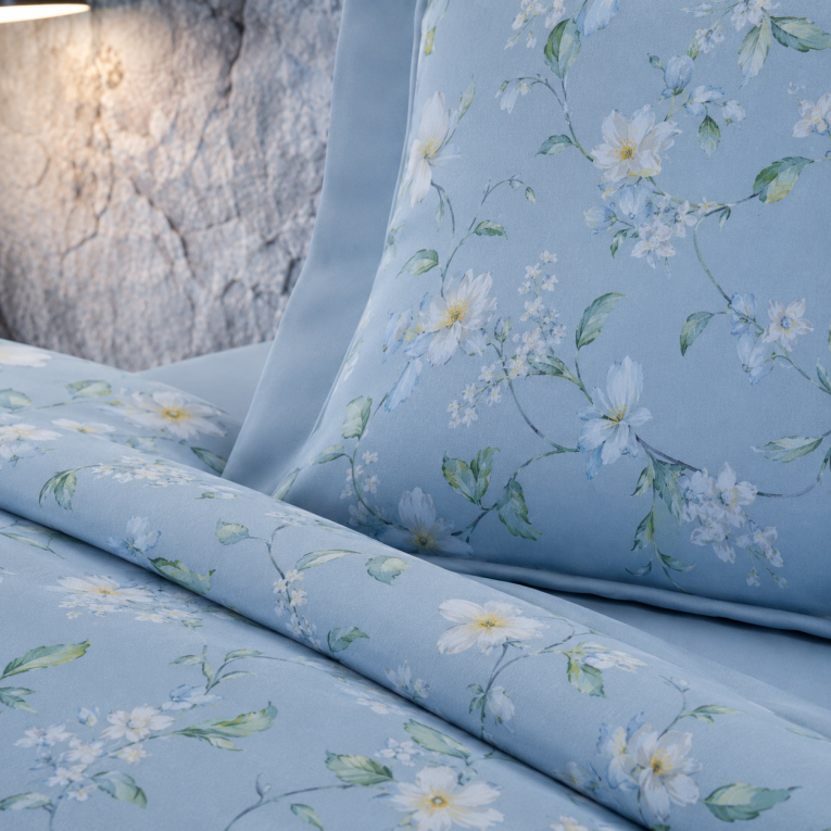 Copripiumino Singolo blu Federa Inclusa 200x160 cm, Percalle 170 Fili in Cotone Pettinato e Mercerizzato - Ronamiba Luxury