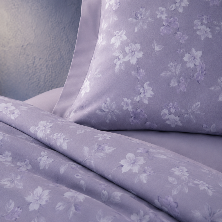 Copripiumino Singolo Viola Lilla Federa Inclusa 200x160 cm, Percalle 170 Fili in Cotone Pettinato e Mercerizzato - Ronamiba Luxury