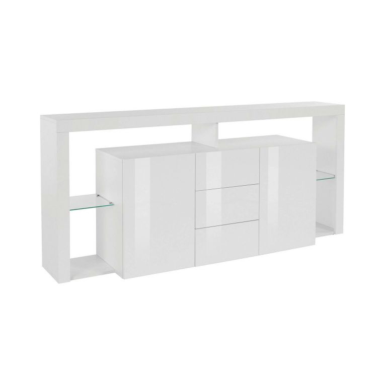 Credenza Aba, 180x40h80 cm, Bianco lucido