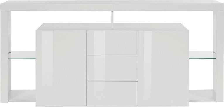 Credenza Aba, 180x40h80 cm, Bianco lucido