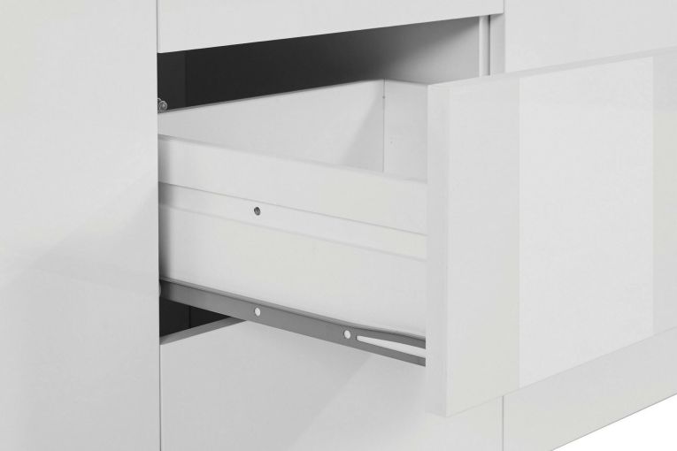 Credenza Aba, 180x40h80 cm, Bianco lucido