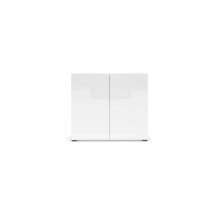 Credenza Abeba, Buffet da soggiorno, Madia da salotto, Dispensa da cucina, Made in Italy, 90x38h79 cm, Bianco lucido