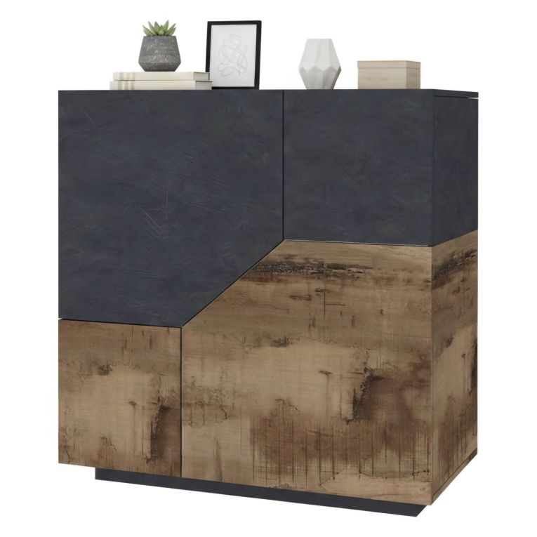Credenza acero e ardesia 100x43x106h cm 2 ante - Arbal
