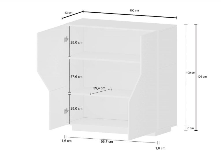 Credenza acero e ardesia 100x43x106h cm 2 ante - Arbal