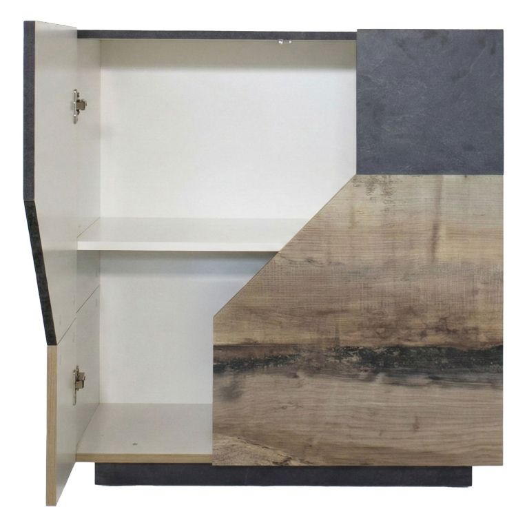 Credenza acero e ardesia 100x43x106h cm 2 ante - Arbal
