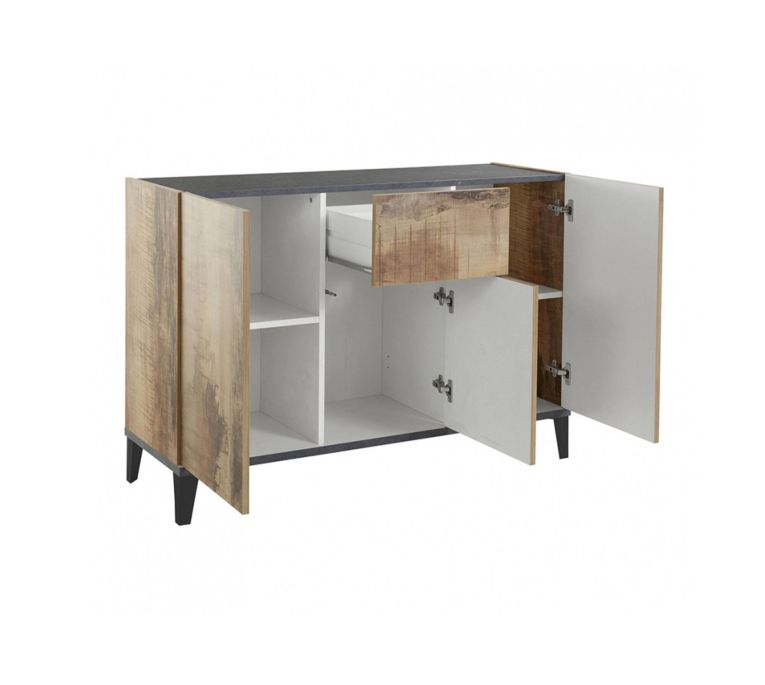 Credenza acero e ardesia 120x40x82h cm 3 ante e 1 cassetto - Albatross