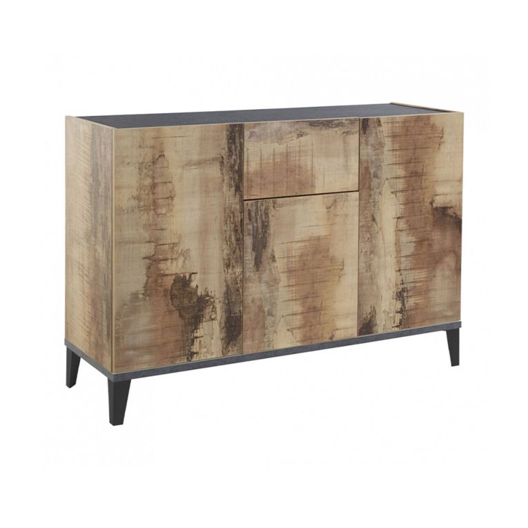 Credenza acero e ardesia 120x40x82h cm 3 ante e 1 cassetto - Albatross