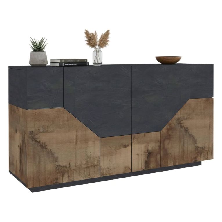 Credenza acero e ardesia 158x43x86h cm 4 ante - Agis