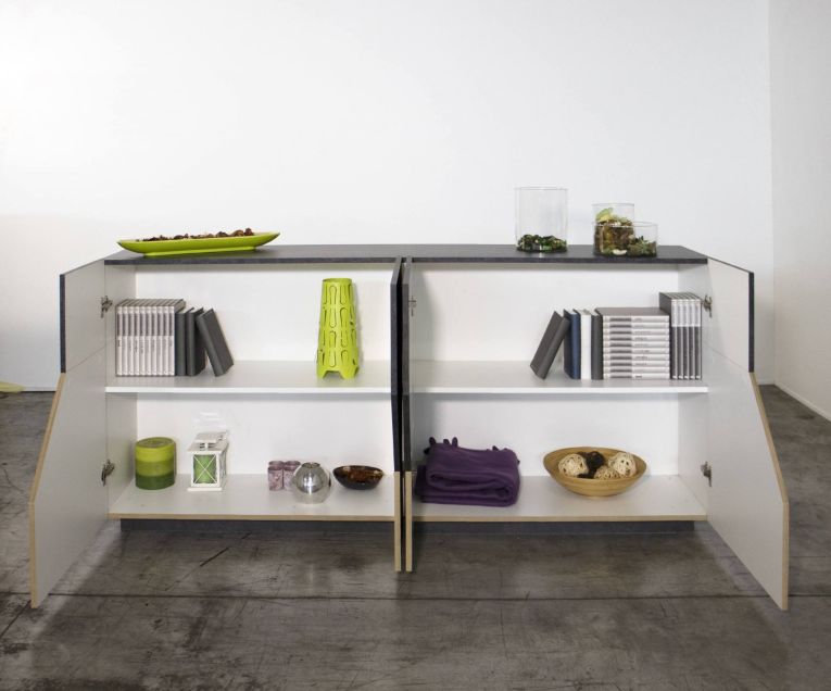 Credenza acero e ardesia 158x43x86h cm 4 ante - Agis