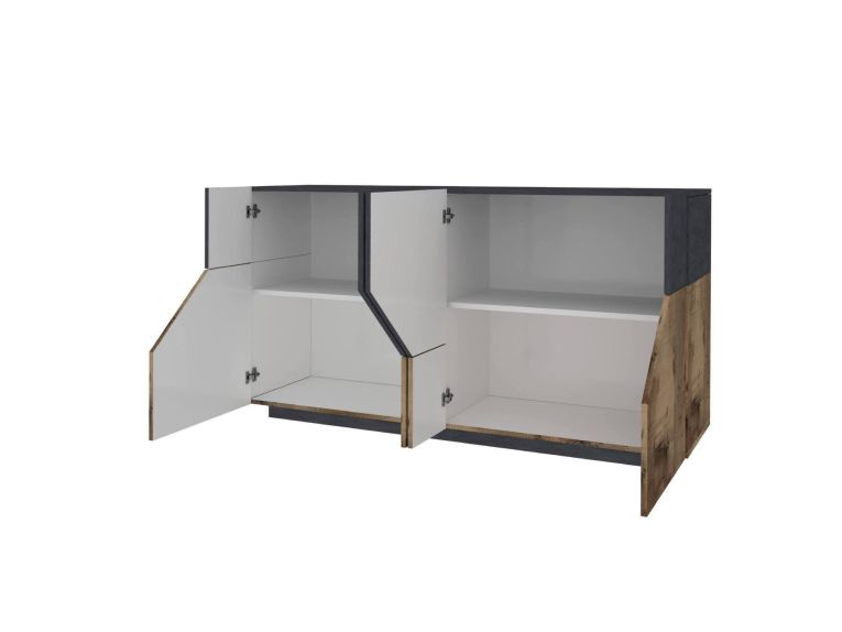 Credenza acero e ardesia 158x43x86h cm 4 ante - Agis