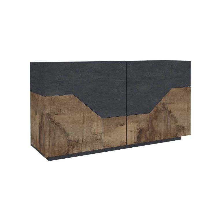 Credenza acero e ardesia 158x43x86h cm 4 ante - Agis
