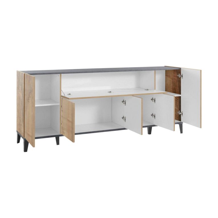 Credenza acero e ardesia 200x40x82h cm 6 ante - Amour