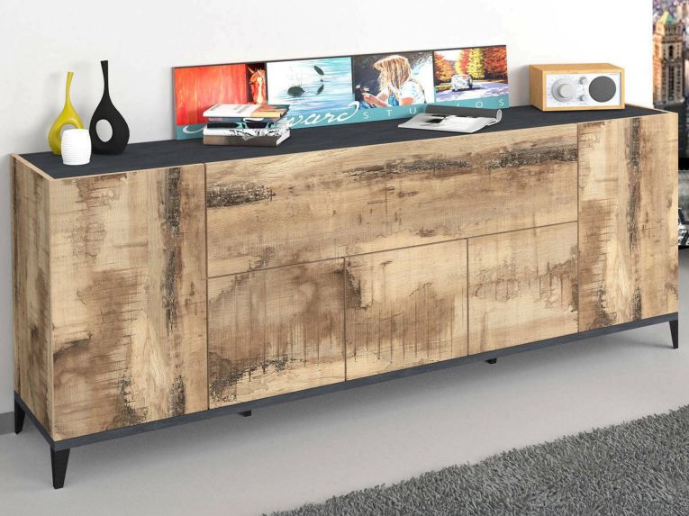 Credenza acero e ardesia 200x40x82h cm 6 ante - Amour