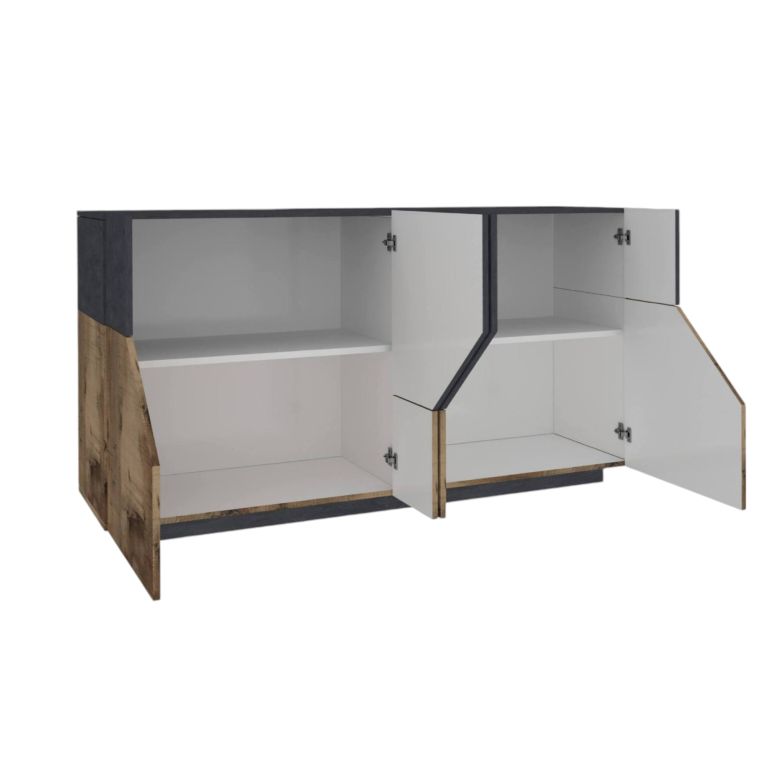 Credenza acero e ardesia 200x43x86h cm 4 ante - Ania