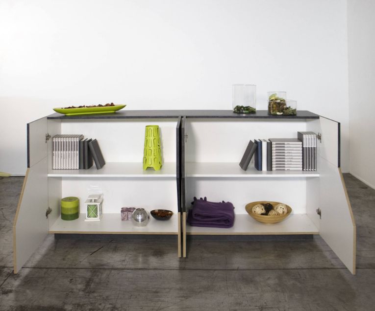 Credenza acero e ardesia 200x43x86h cm 4 ante - Ania