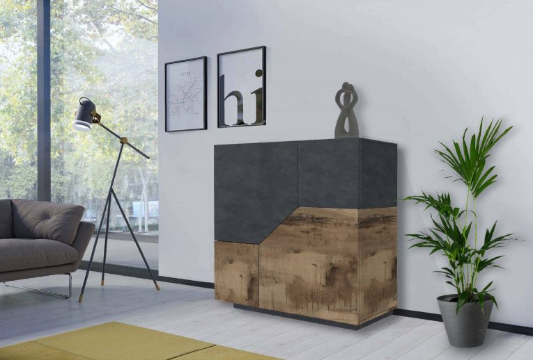 Credenza acero e ardesia 79x43x86h cm 2 ante - Amento
