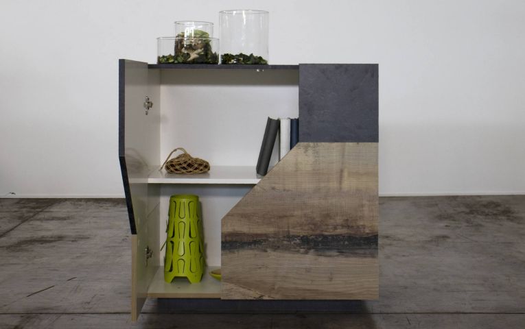 Credenza acero e ardesia 79x43x86h cm 2 ante - Amento