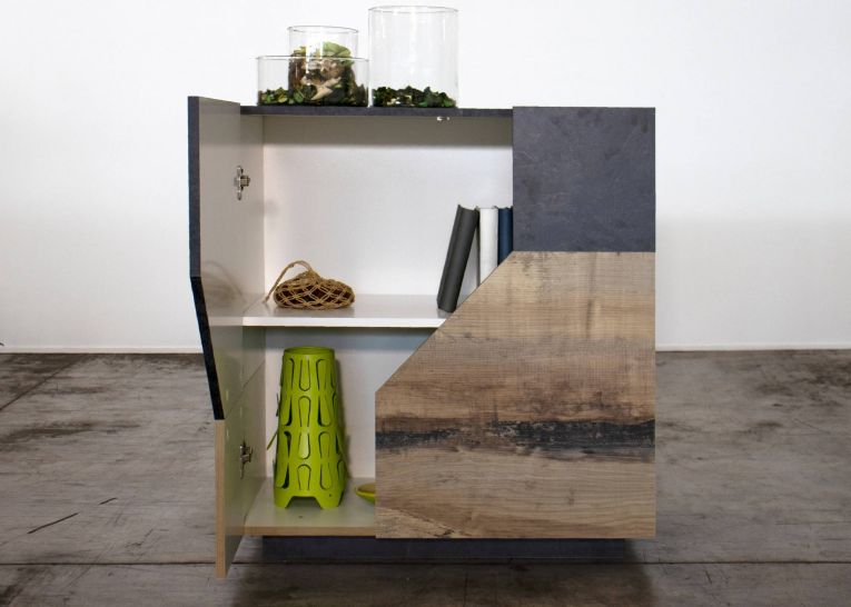 Credenza acero e ardesia 79x43x86h cm 2 ante - Amento