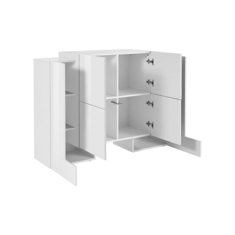 Credenza Age, cm 130x45h100, Bianco lucido