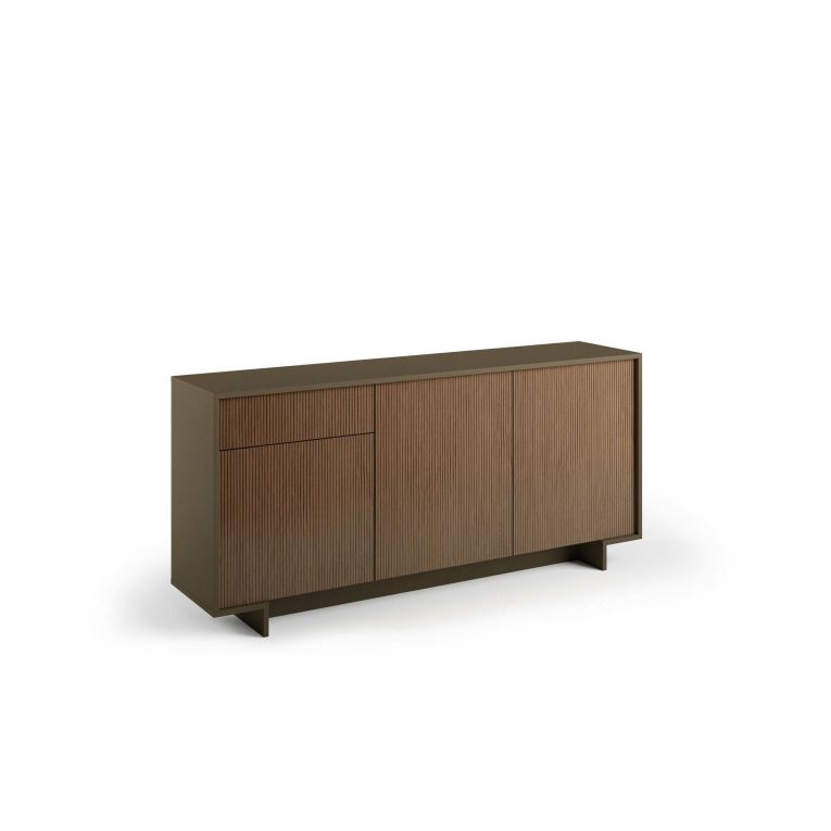 Credenza Agrifoglio, Madia da salotto, Buffet da soggiorno a 3 ante e 1 cassetto, 100% Made in Italy, 170x42h78 cm, Marrone e Noce