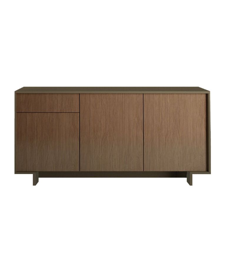 Credenza Agrifoglio, Madia da salotto, Buffet da soggiorno a 3 ante e 1 cassetto, 100% Made in Italy, 170x42h78 cm, Marrone e Noce