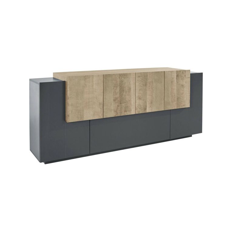 Credenza Akirum, cm 220x45h86, Antracite e Acero