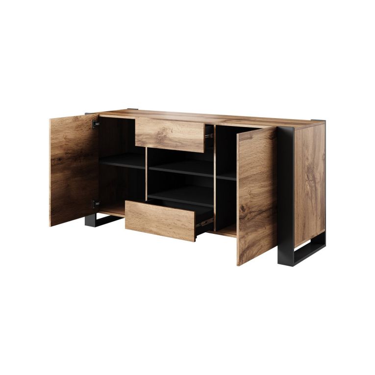 Credenza Albignola, 164x44 h80 cm, Rovere Nodi e Antracite