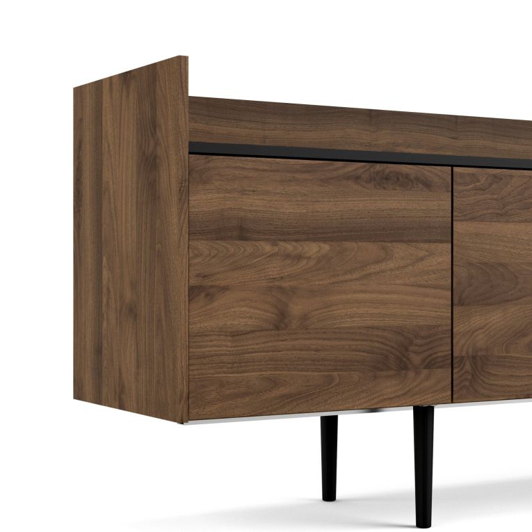 Credenza Alexandrine, Buffet da soggiorno, Madia da salotto, Dispensa da cucina, 196x40 h73 cm, Noce
